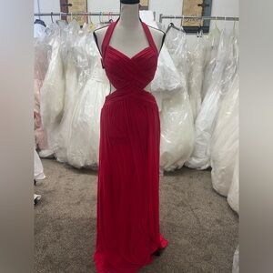 Elegant Red Halter Dress